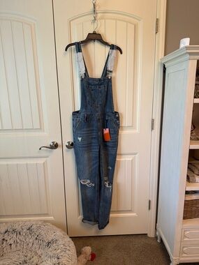 Denim Blue Women’s Distressed Jeans Overalls